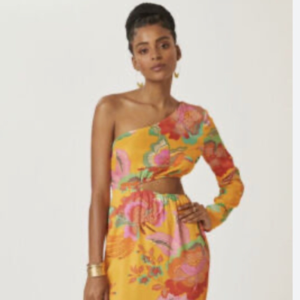 Farm x Anthropologie Single-Shoulder Printed Maxi Dress